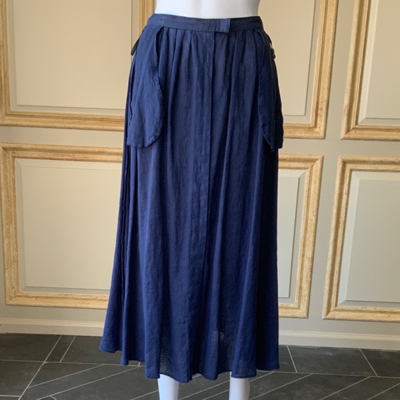 💖Lightweight100% Linen💖Midi Skirt With 2 Side Pockets - Picture 5 of 9